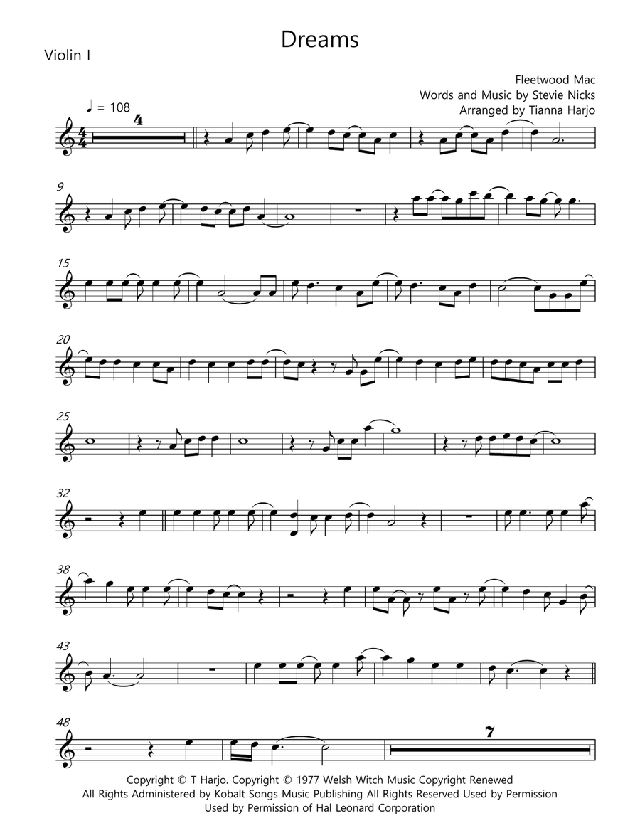 Dreams Dreams String Quartet scores gallery preview page 1