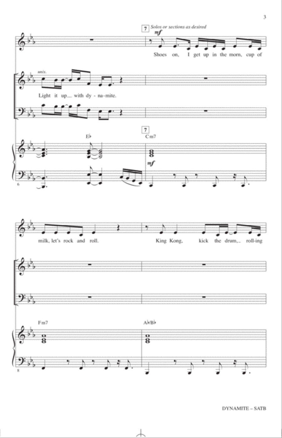 Dynamite (arr. Roger Emerson) 4-Part scores gallery preview page 2