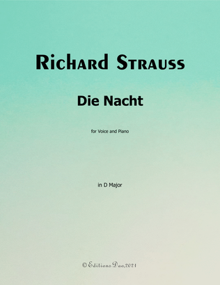 Book cover for Die Nacht, by Richard Strauss, in D Major