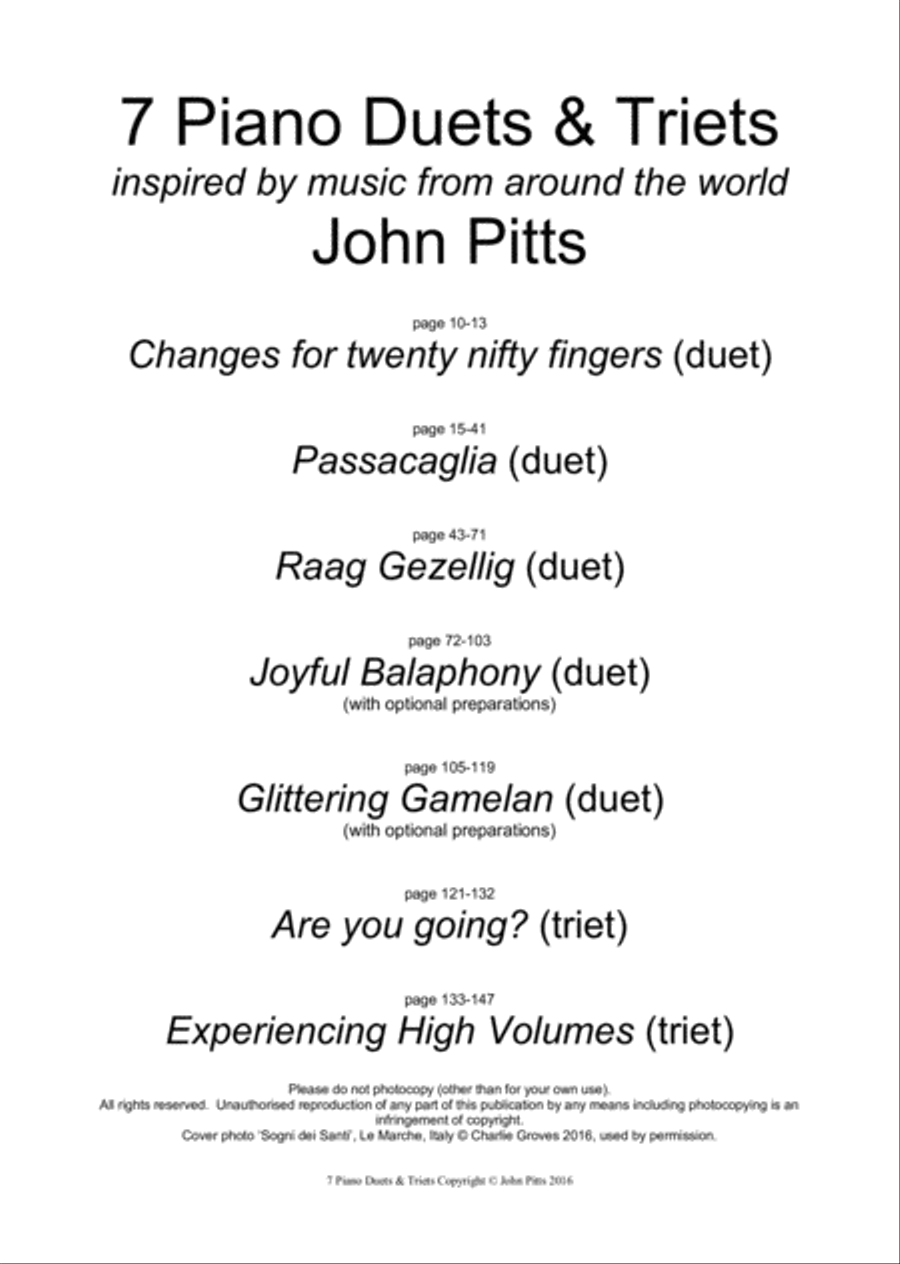 7 Piano Duets & Triets (inspired by music from around the world) 2 Pianos, 4-Hands scores gallery preview page 1