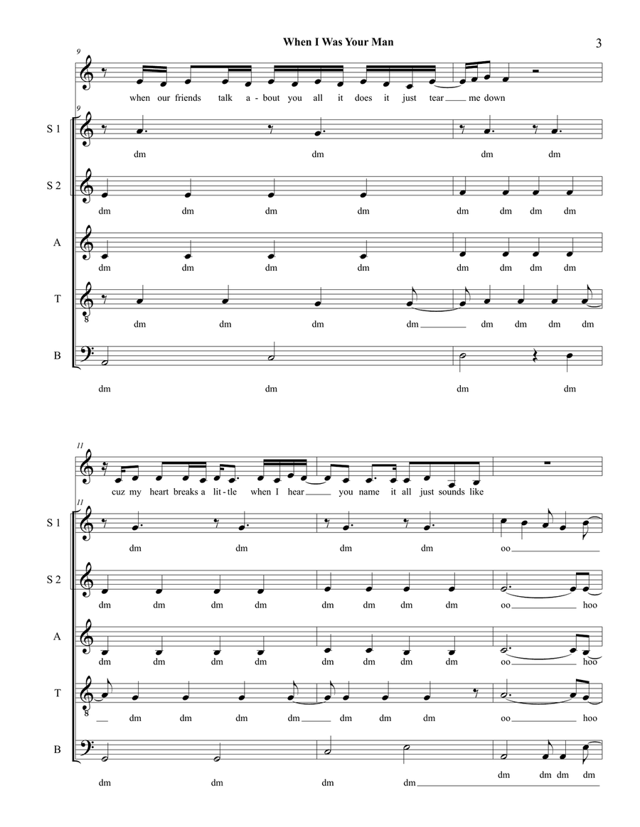 When I Was Your Man 4-Part scores gallery preview page 3