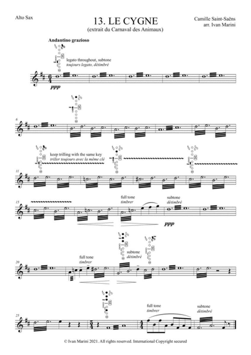 THE CARNIVAL OF THE ANIMALS for Saxophone Quartet - 13. Le Cygne (the Swan)