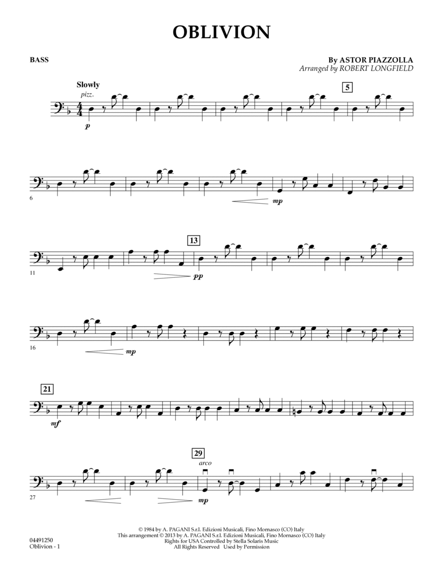Oblivion - Bass Oblivion - Bass Orchestra scores gallery preview page 1