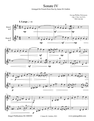 Telemann: Sonata Op. 2 No. 4 for French Horn Duo