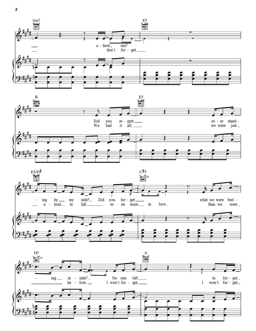 Don't Forget Piano, Vocal, Guitar scores gallery preview page 2