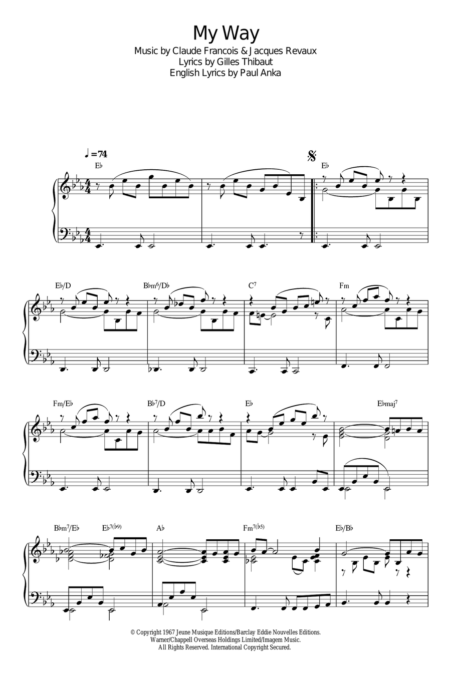 My Way Piano Solo scores gallery preview page 1