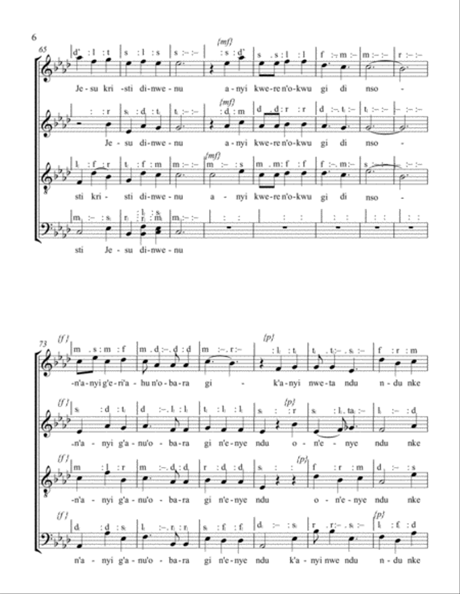 JESU DI NA EUCHARISTIA JESU DI NA EUCHARISTIA 4-Part scores gallery preview page 6
