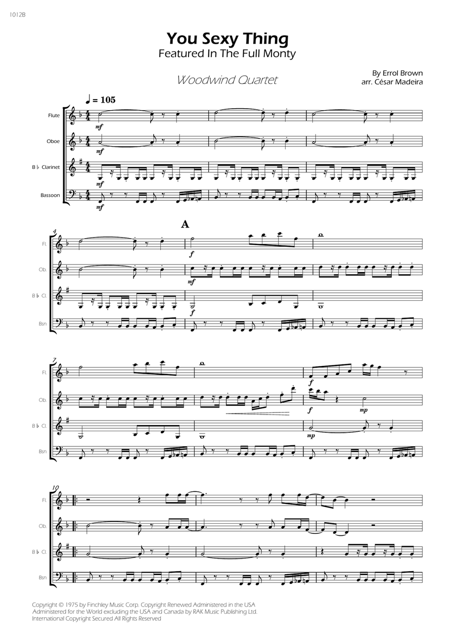 You Sexy Thing - Score Only Woodwind Quartet scores gallery preview page 1