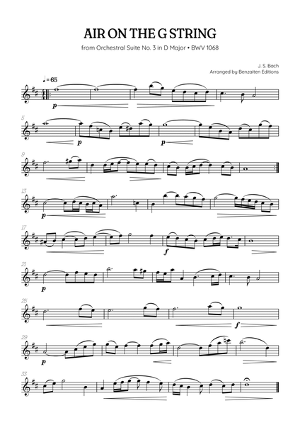 JS Bach • Air on the G String from Suite No. 3 BWV 1068 | clarinet sheet music image number null