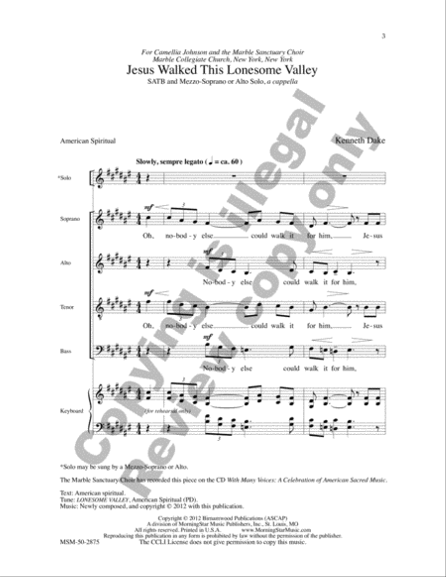Jesus Walked This Lonesome Valley 4-Part scores gallery preview page 2