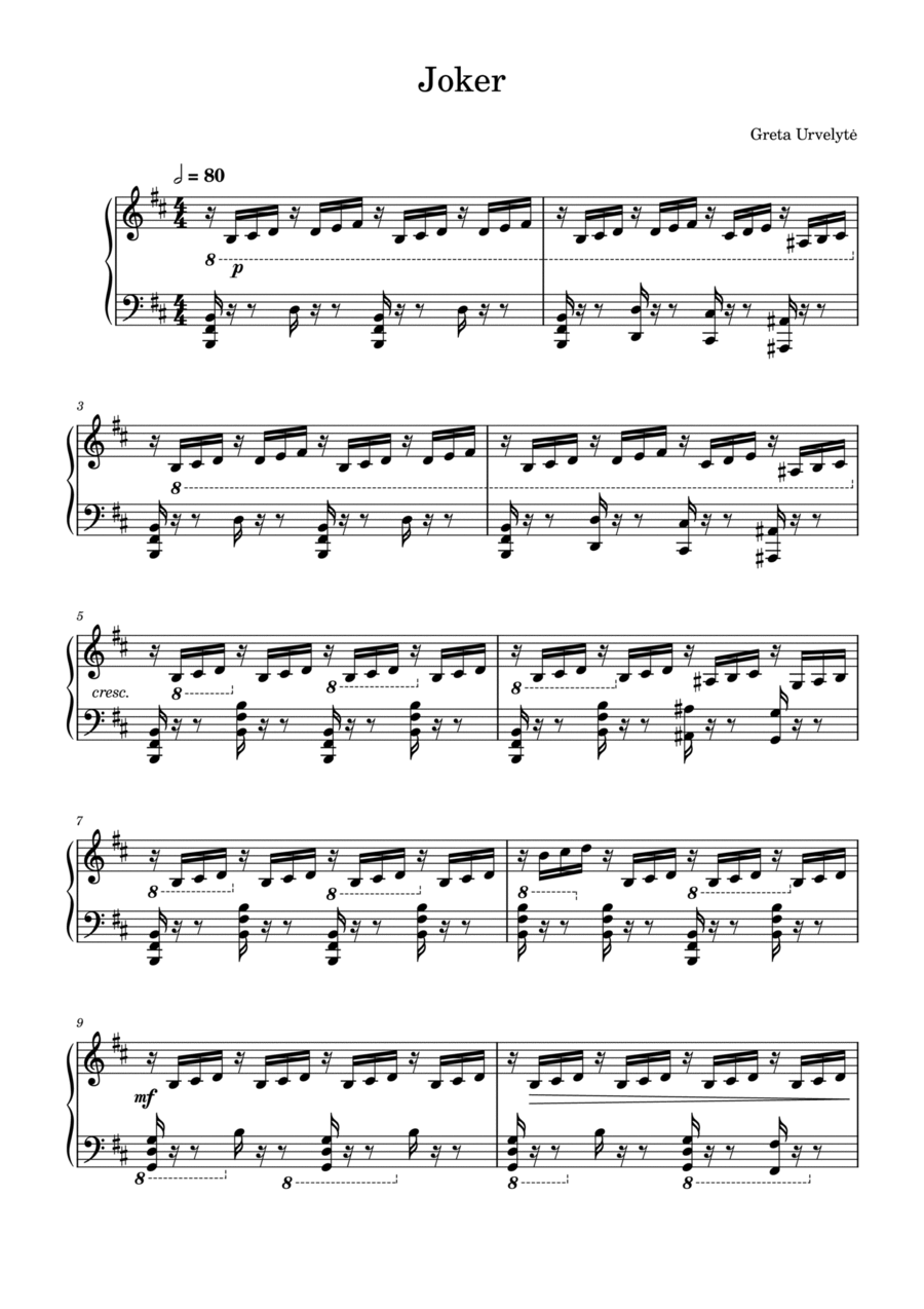 Joker Piano Solo scores gallery preview page 1