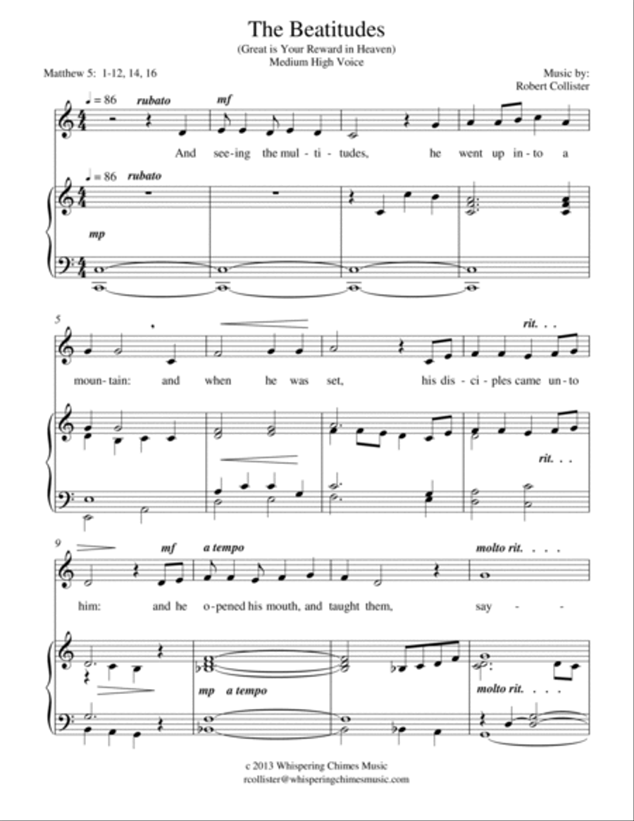 The Beatitudes (Great is Your Reward in Heaven) (medium high voice) High Voice scores gallery preview page 2