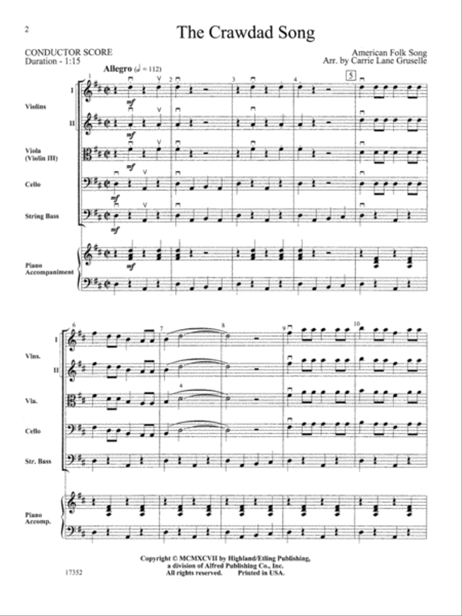 The Crawdad Song: Score String Orchestra scores gallery preview page 2