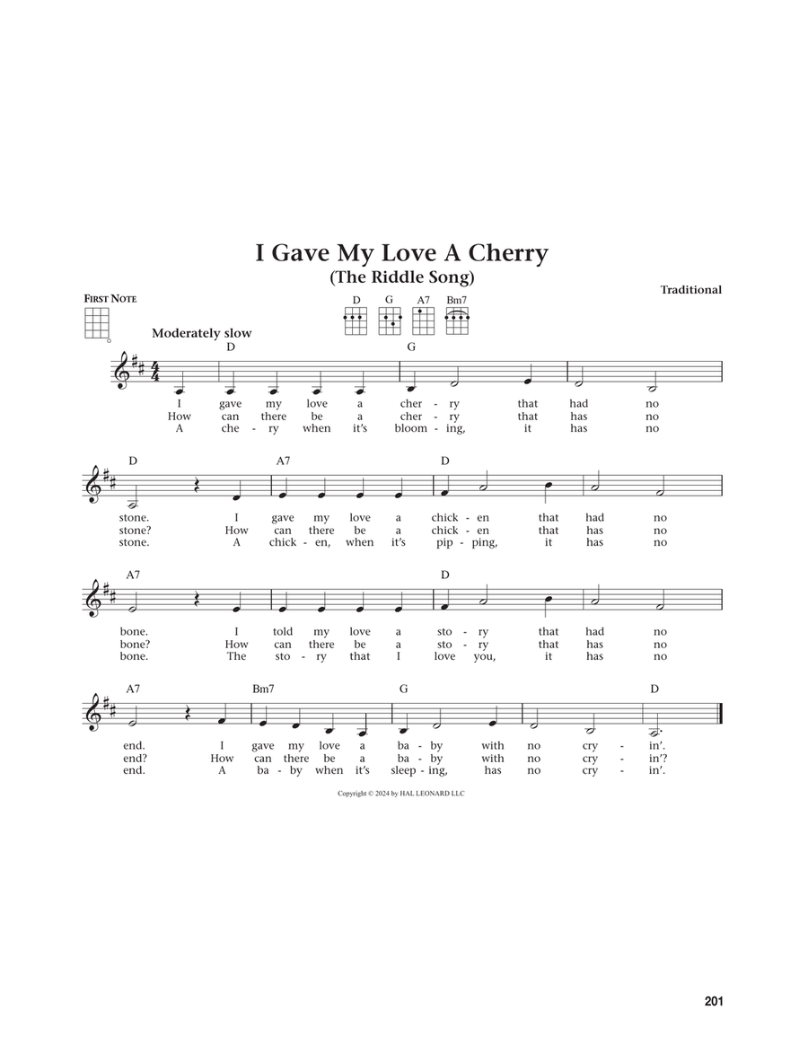 I Gave My Love A Cherry (The Riddle Song) (from The Daily Ukulele) (arr. Jim Beloff) Ukulele scores gallery preview page 1