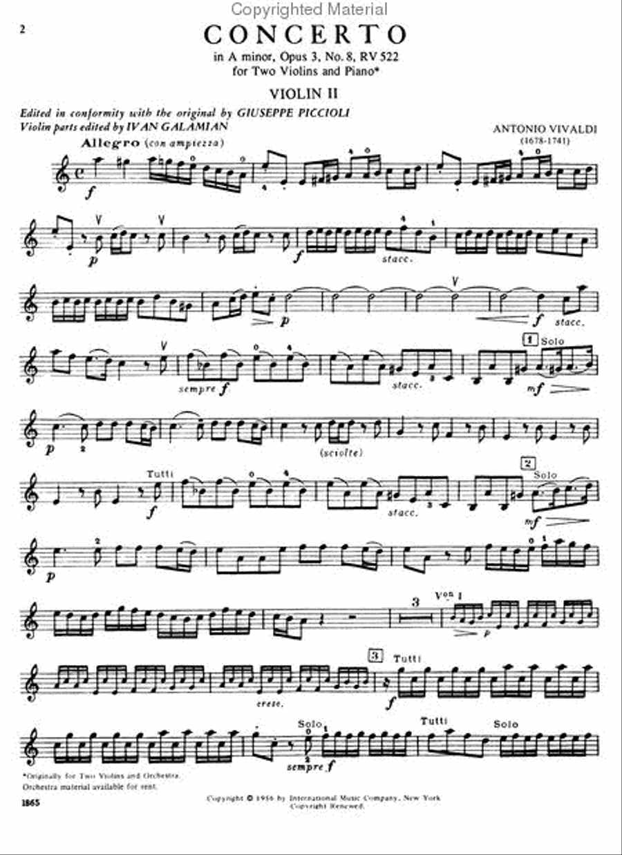 Concerto In A Minor, Rv 522 Violin scores gallery preview page 3