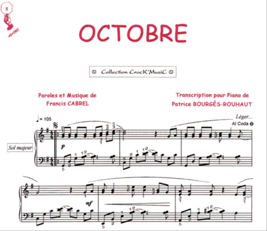 Octobre (Collection CrocK'MusiC) Piano Solo scores gallery preview page 1