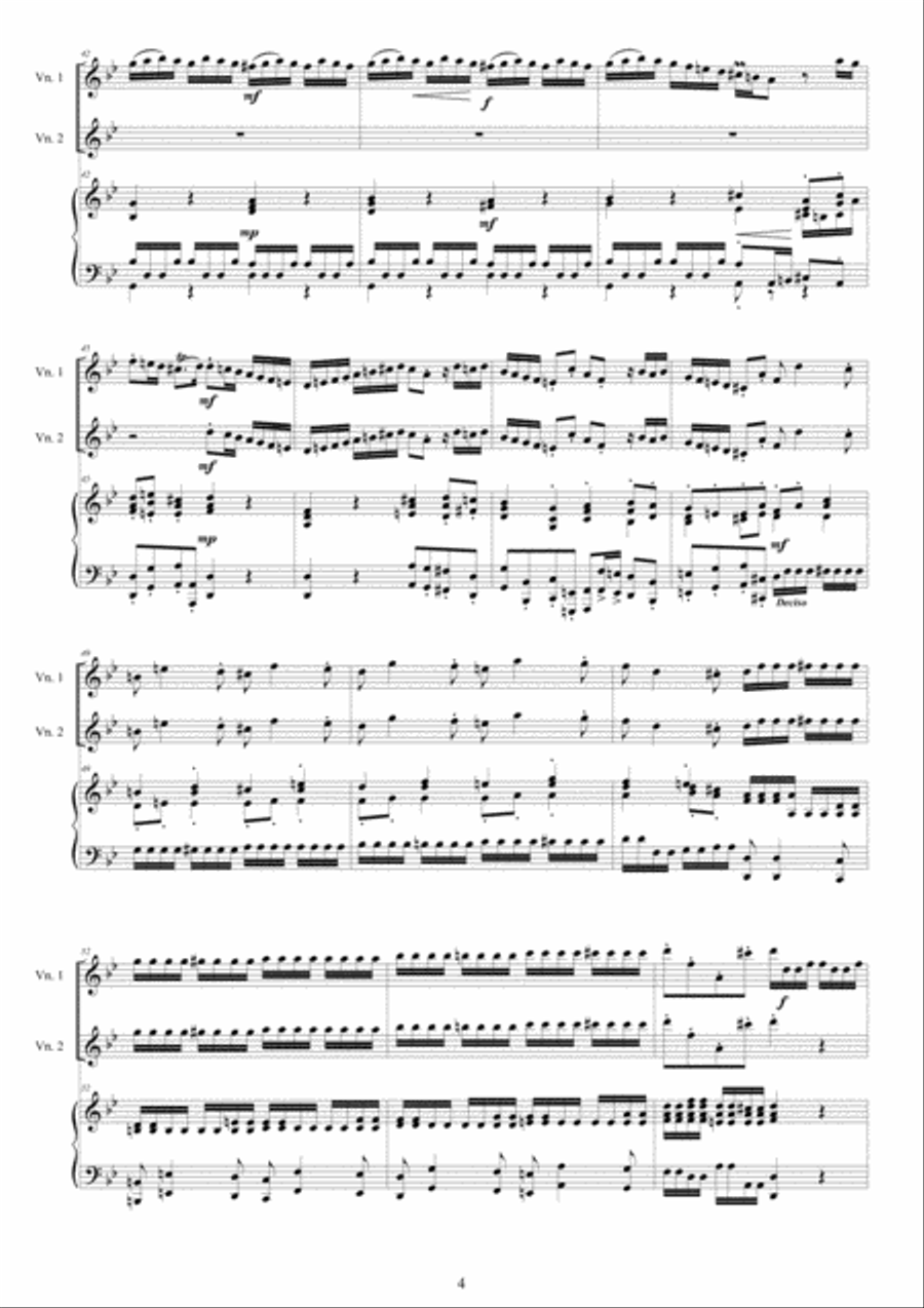 Vivaldi - Violin Concerto No.2 in G minor RV 578 Op.3 for Two Violins and Piano String Duet scores gallery preview page 4