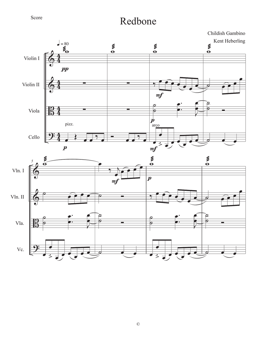 Redbone String Quartet scores gallery preview page 1
