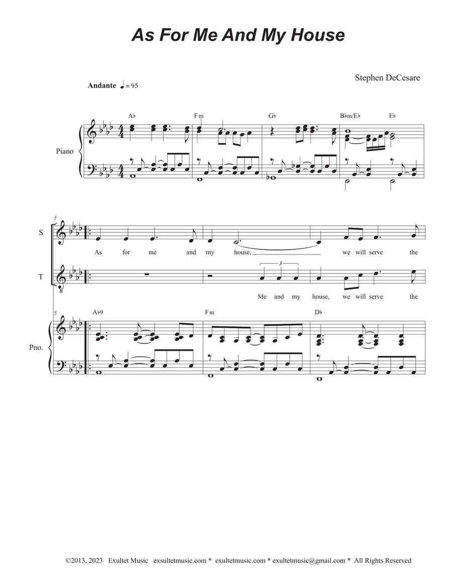 As For Me And My House (SATB) 4-Part scores gallery preview page 1