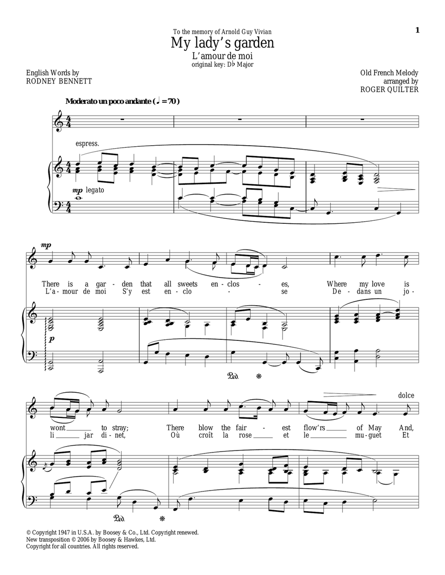 My Lady's Garden (L'amour De Moi) Piano, Vocal scores gallery preview page 1