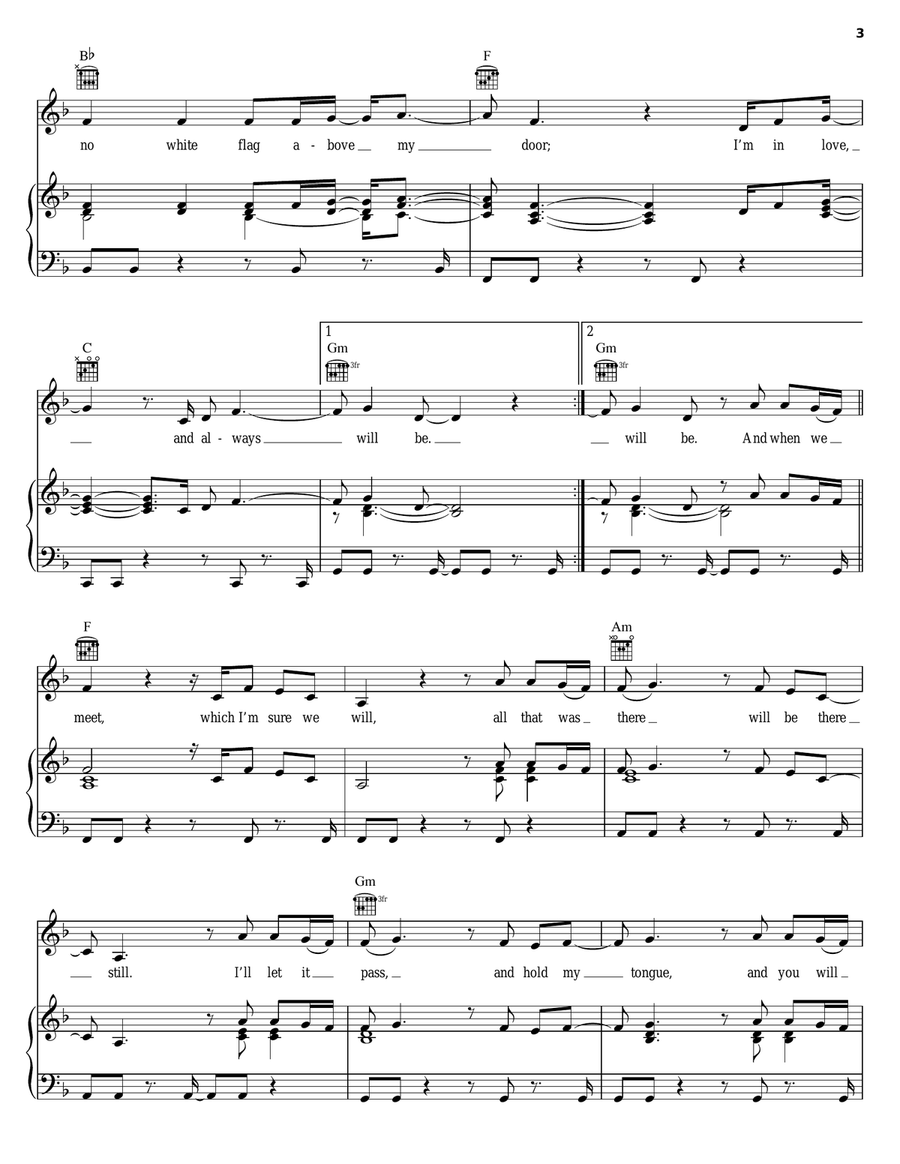 White Flag Piano, Vocal, Guitar scores gallery preview page 3
