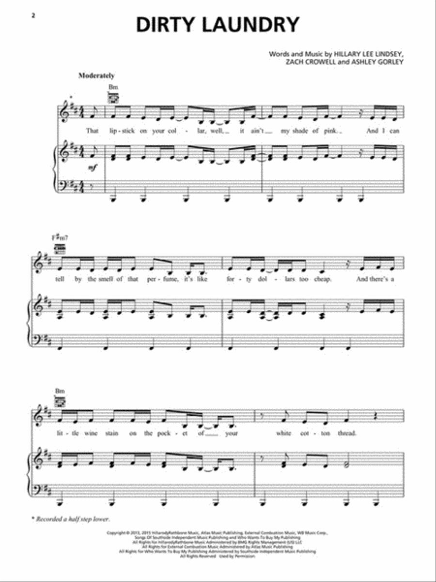 Dirty Laundry Piano, Vocal, Guitar scores gallery preview page 2