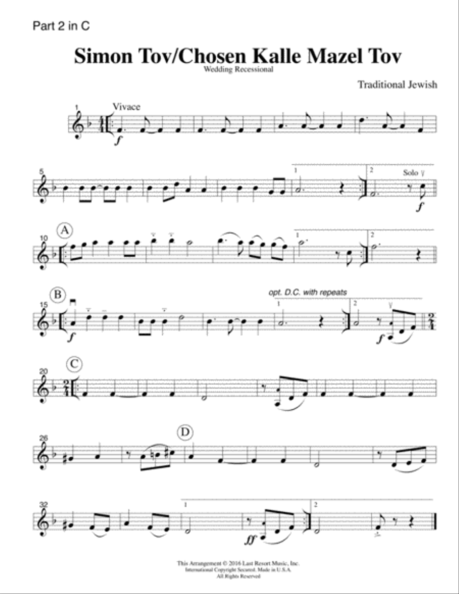 Simon Tov/Kalle Chosen Mazel Tov for Double Reed Quartet (2 Oboes, English Horn & Bassoon) with opti Woodwind Quartet scores gallery preview page 6