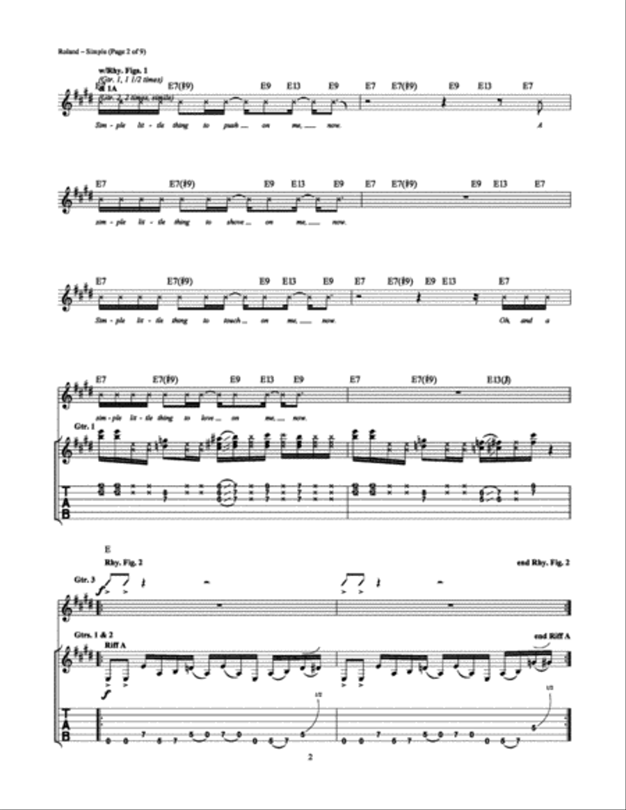 Simple Electric Guitar scores gallery preview page 2