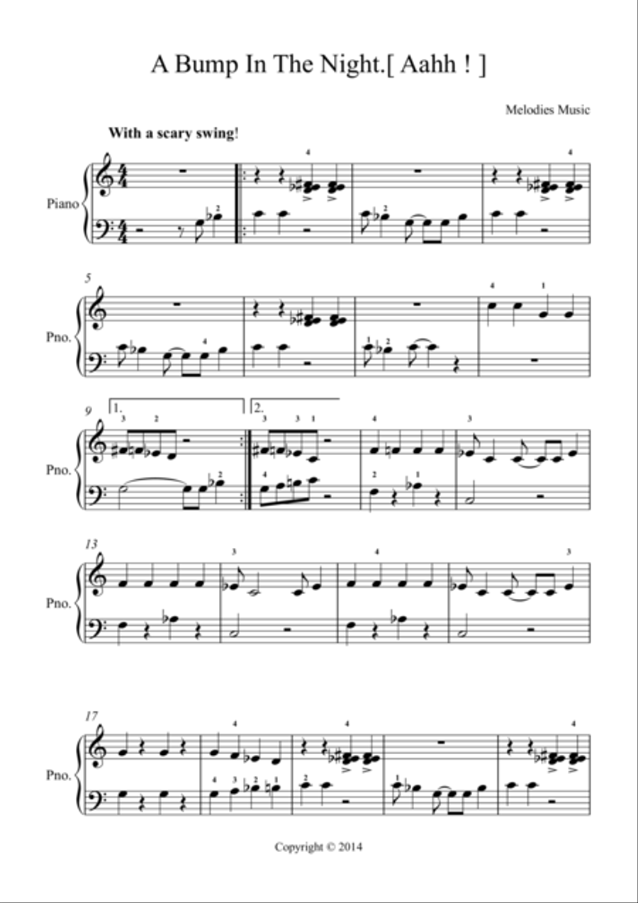 A Bump In The Night [Aah!] Piano Solo scores gallery preview page 1