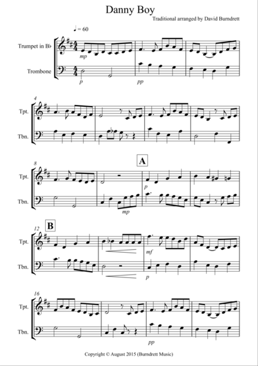 Danny Boy for Trumpet and Trombone Duet Brass Duet scores gallery preview page 1