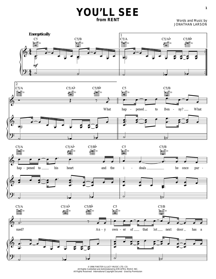 You'll See Piano, Vocal, Guitar scores gallery preview page 1