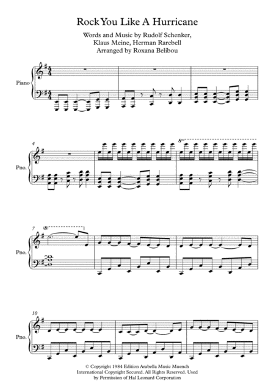 Rock You Like A Hurricane Piano Solo scores gallery preview page 1