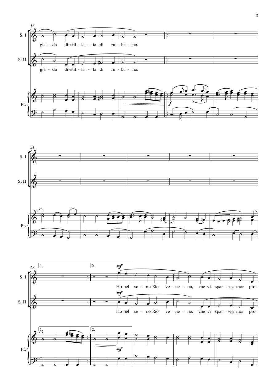 Damigella tutta bella Piano scores gallery preview page 2