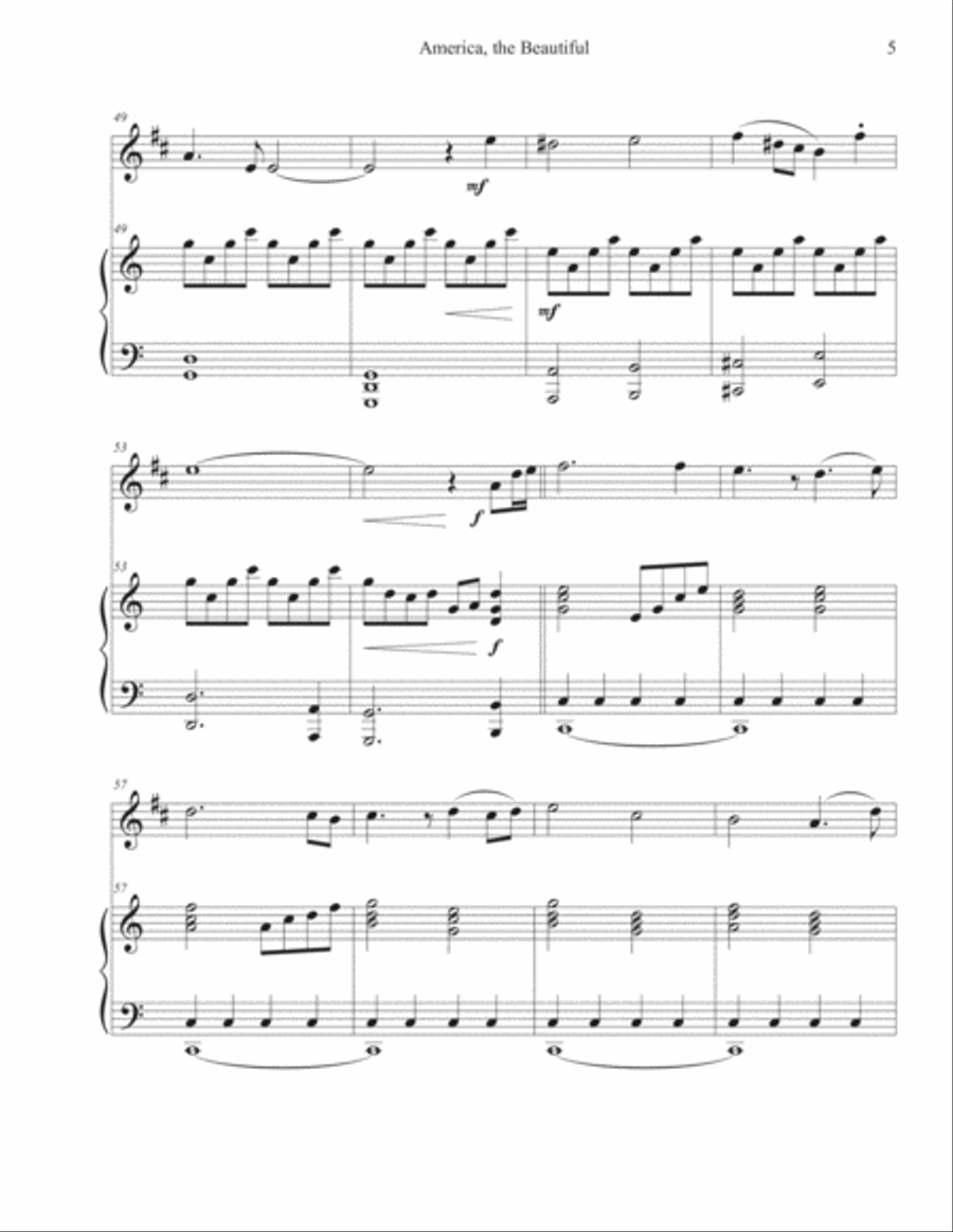 America, the Beautiful (Clarinet-Piano) Clarinet Solo scores gallery preview page 5