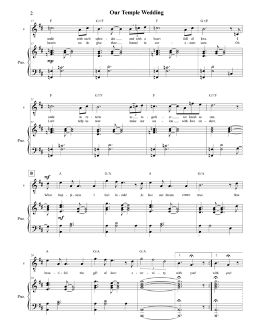 Our Temple Wedding - Men's Solo Piano, Vocal, Guitar scores gallery preview page 4