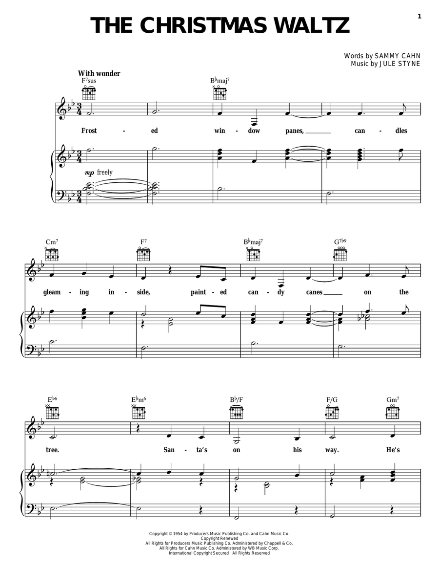 The Christmas Waltz Piano, Vocal, Guitar scores gallery preview page 1