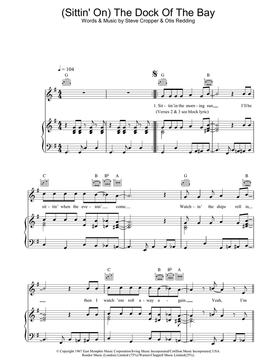 (Sittin' On) The Dock Of The Bay Acoustic Guitar scores gallery preview page 1