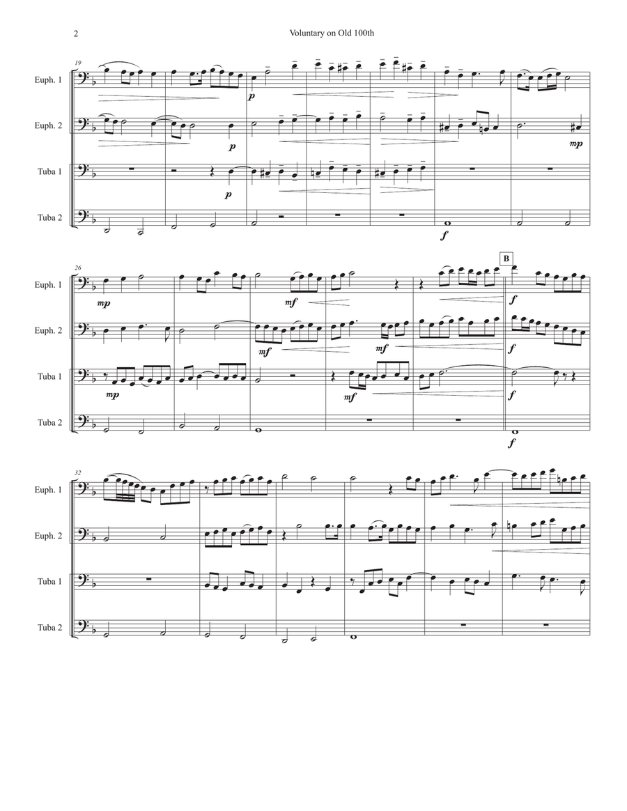 Voluntary on Old 100th Brass Quartet scores gallery preview page 2