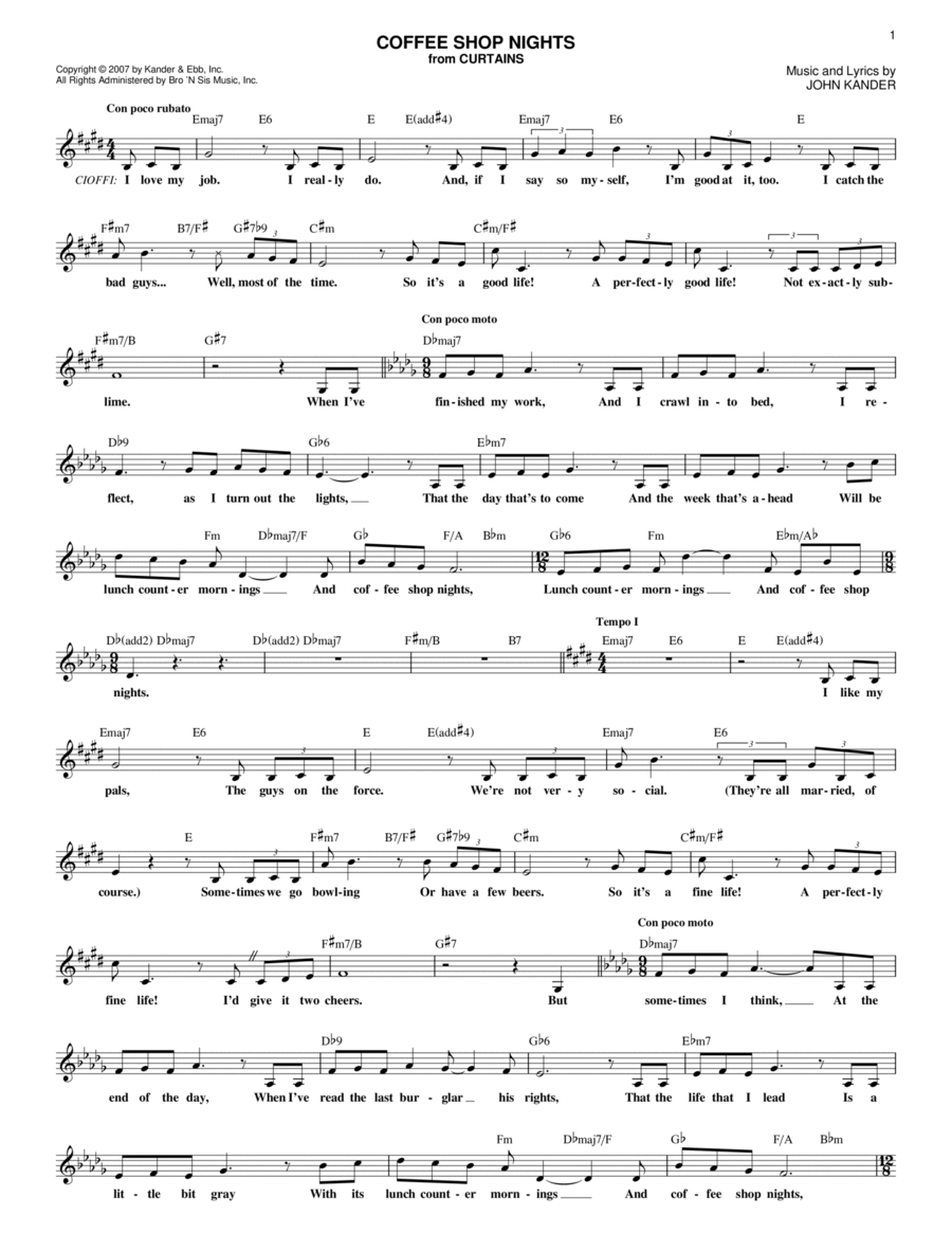 Coffee Shop Nights Piano scores gallery preview page 1
