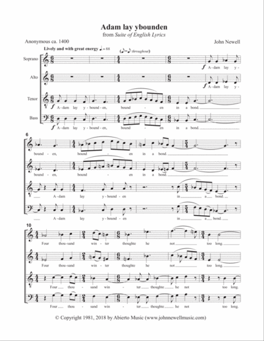 Adam Lay Ybounden 4-Part scores gallery preview page 3