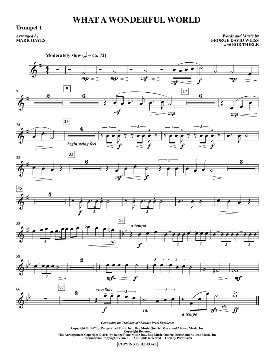 What A Wonderful World - Trumpet 1 Choir scores gallery preview page 1