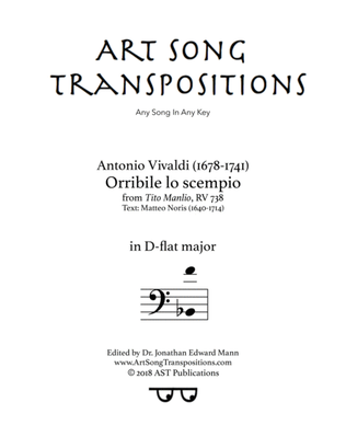 Book cover for VIVALDI: Orribile lo scempio (transposed to D-flat major)