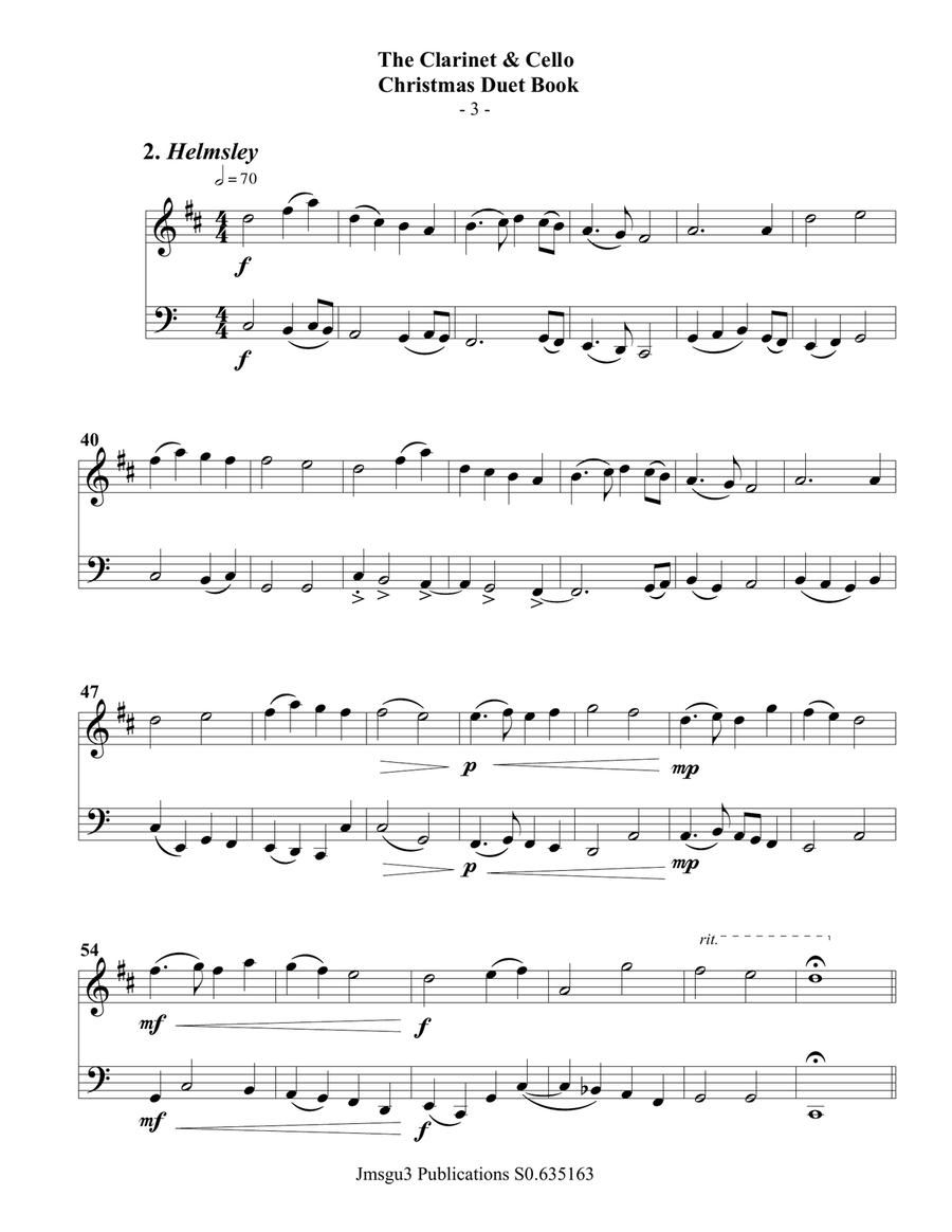 The Clarinet & Cello Christmas Duet Book Clarinet scores gallery preview page 4