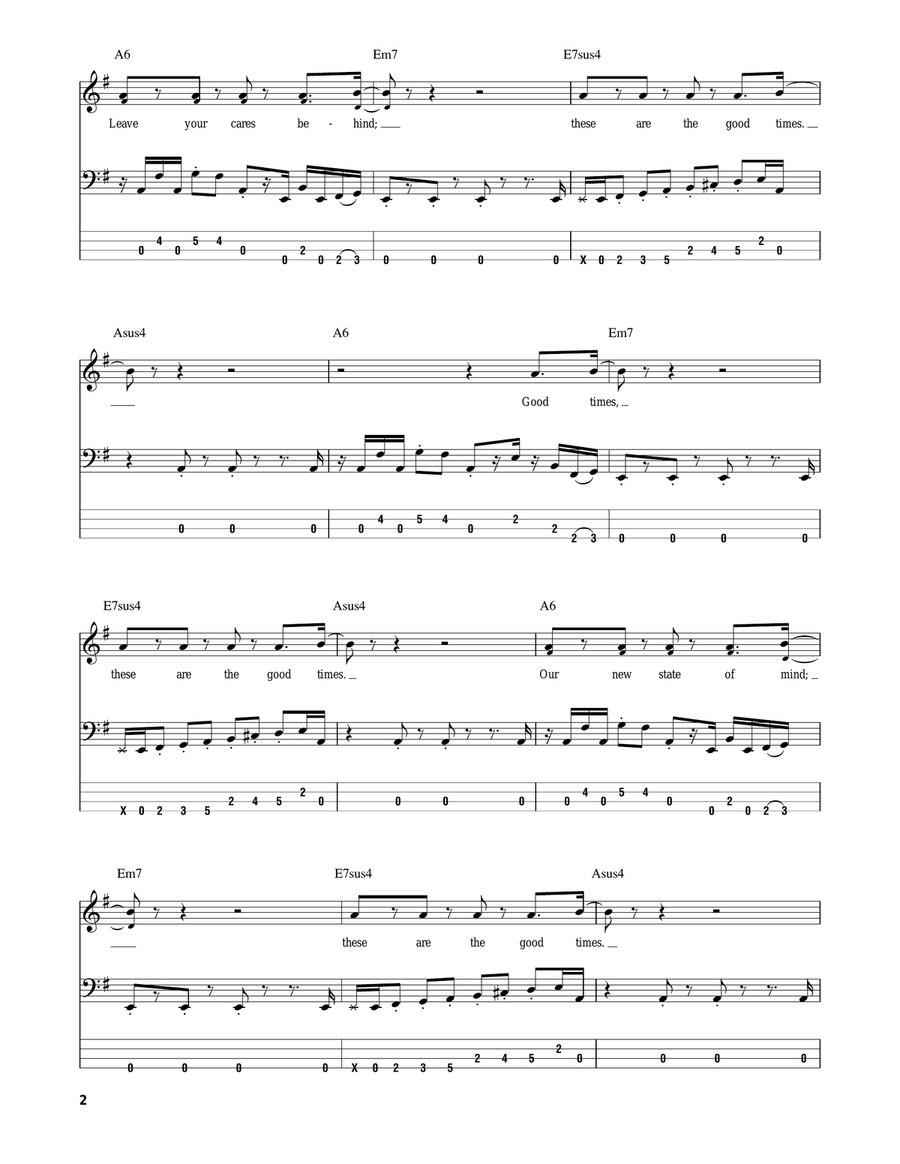 Good Times Good Times Bass Guitar Tablature scores gallery preview page 2