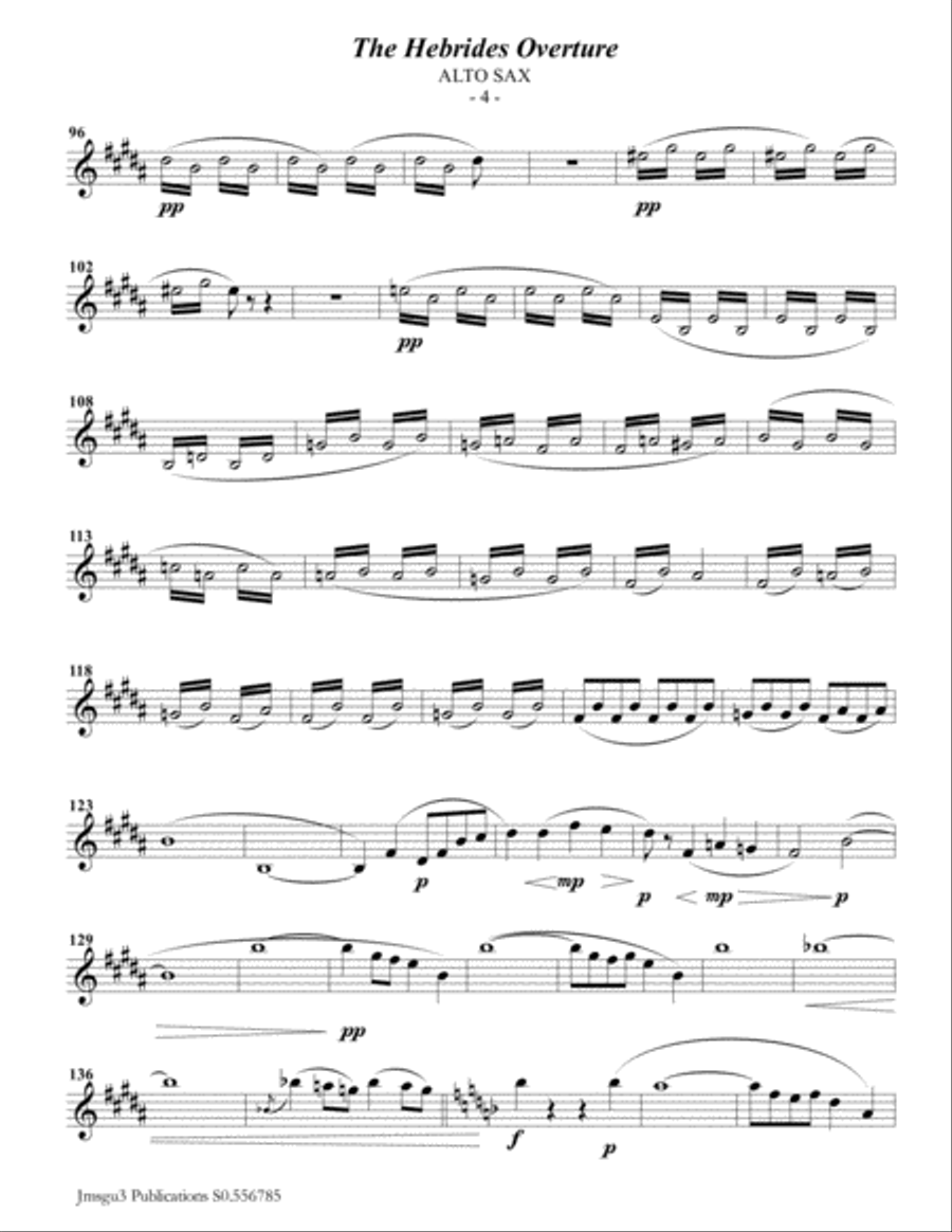 Mendelssohn: the Hebrides Overture for Alto Sax & Piano Alto Saxophone scores gallery preview page 4