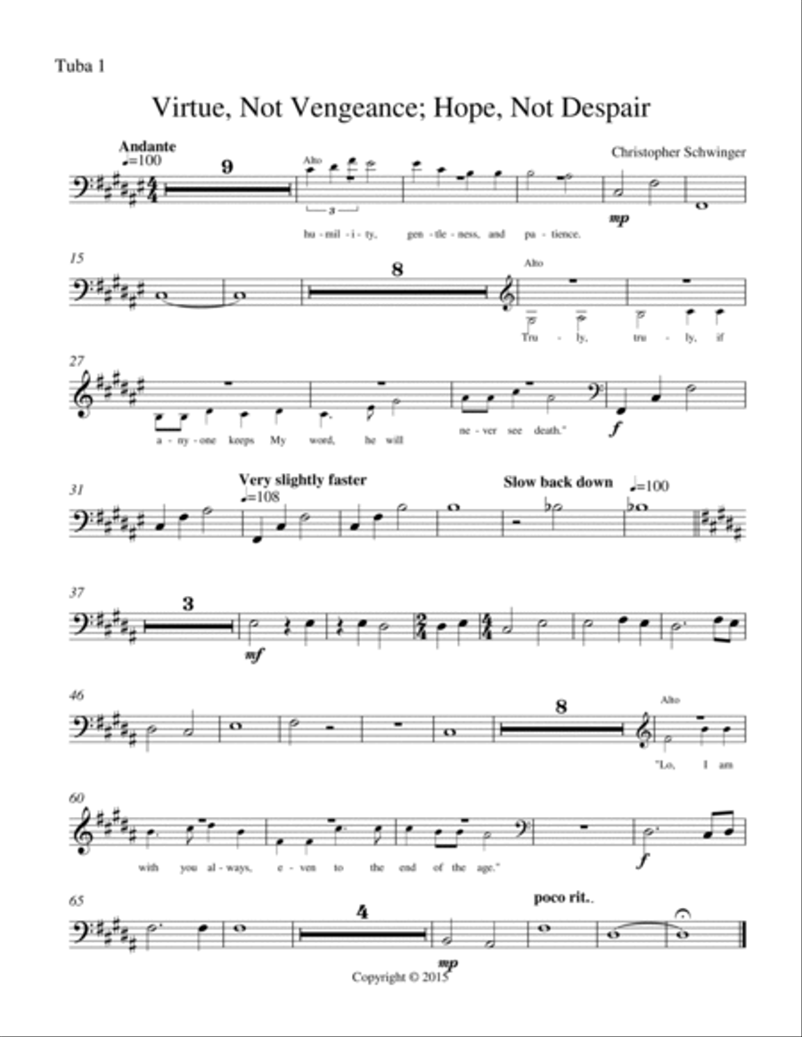 Virtue, Not Vengeance; Hope, Not Despair - for alto solo and orchestra - Part 2 of 2 Large Ensemble scores gallery preview page 6