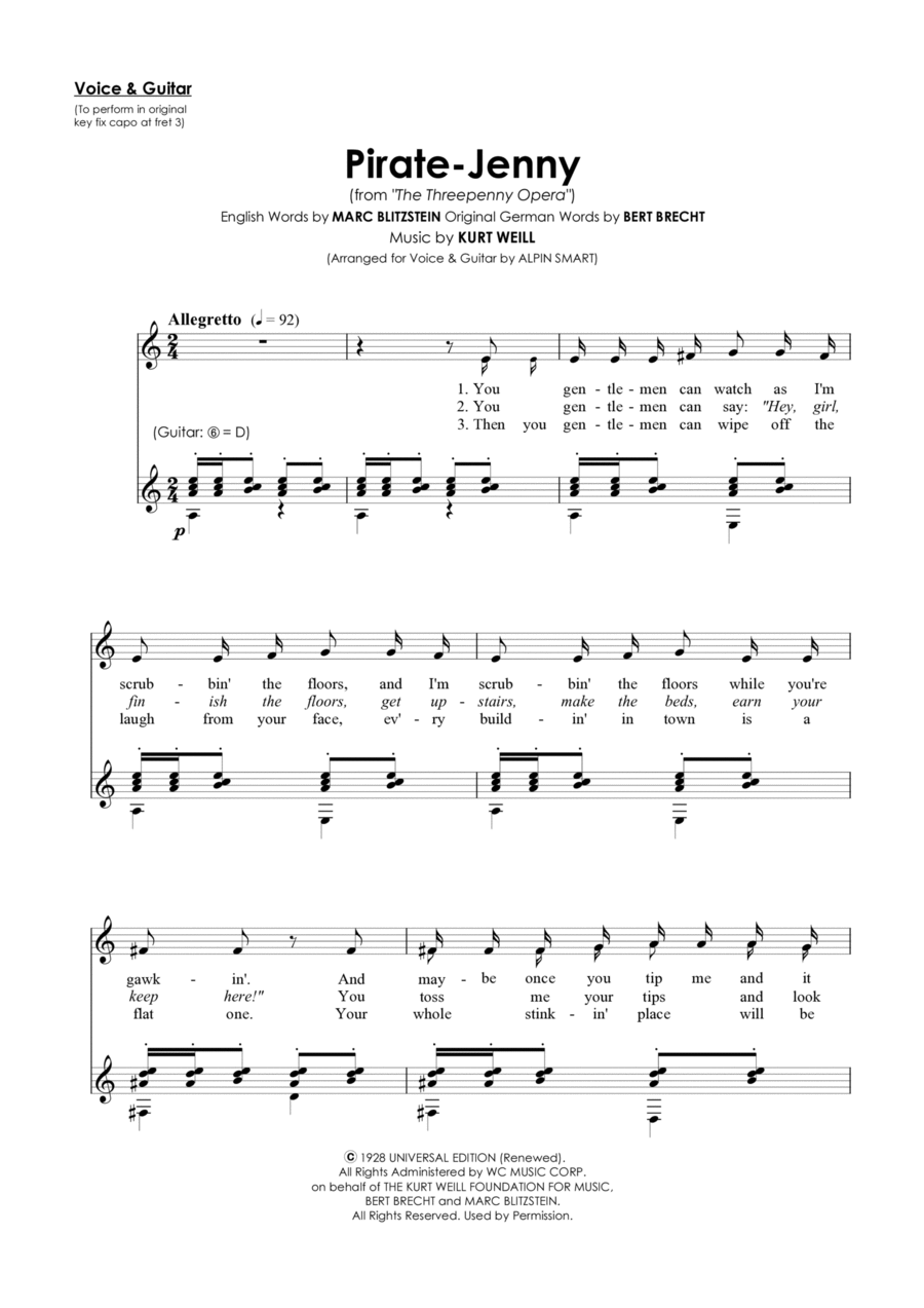 Pirate Jenny Piano, Vocal, Guitar scores gallery preview page 1