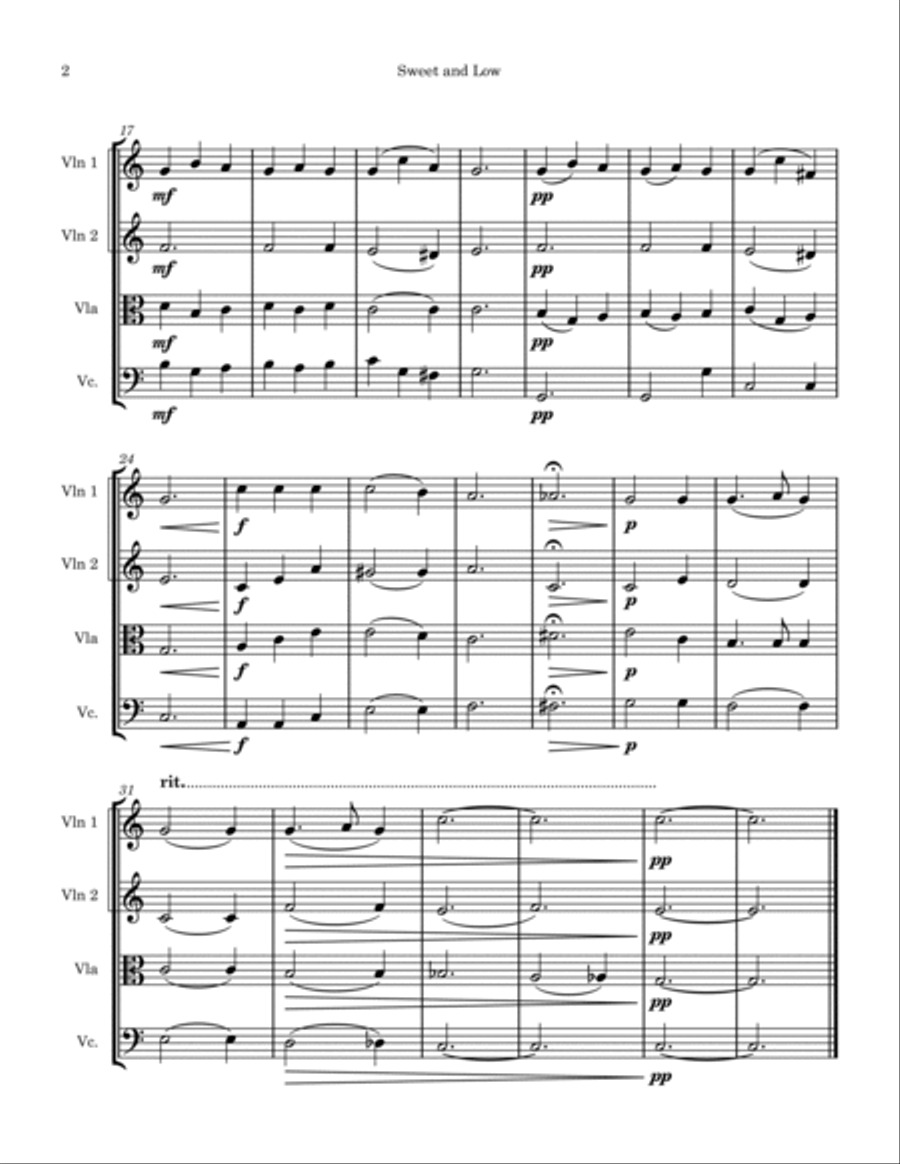 Sweet and Low (string quartet) String Quartet scores gallery preview page 2