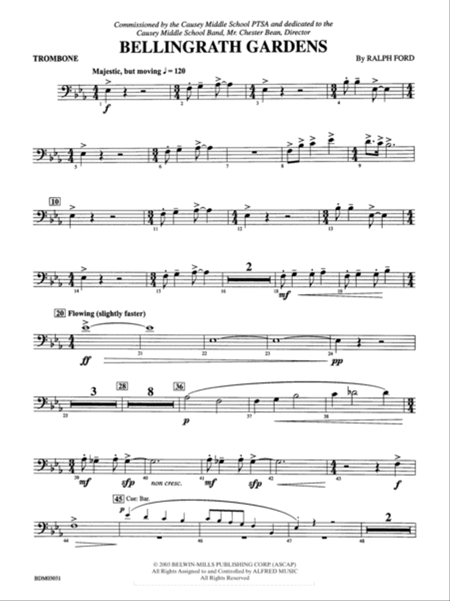 Bellingrath Gardens: 1st Trombone Concert Band scores gallery preview page 1