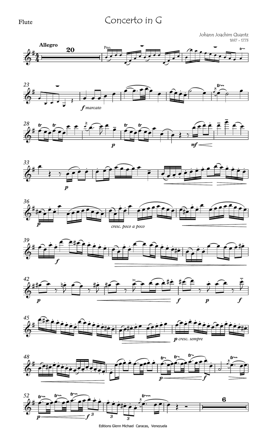 Quantz Concerto in G for flute Flute Solo scores gallery preview page 2